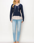 Rickie Pointe Knit Top with Stripe Hoodie