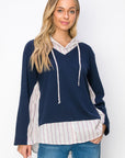 Rickie Pointe Knit Top with Stripe Hoodie