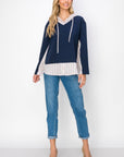 Rickie Pointe Knit Top with Stripe Hoodie