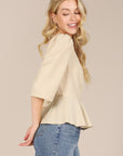 Lilou 3/4 Sleeve Front Button Blouse