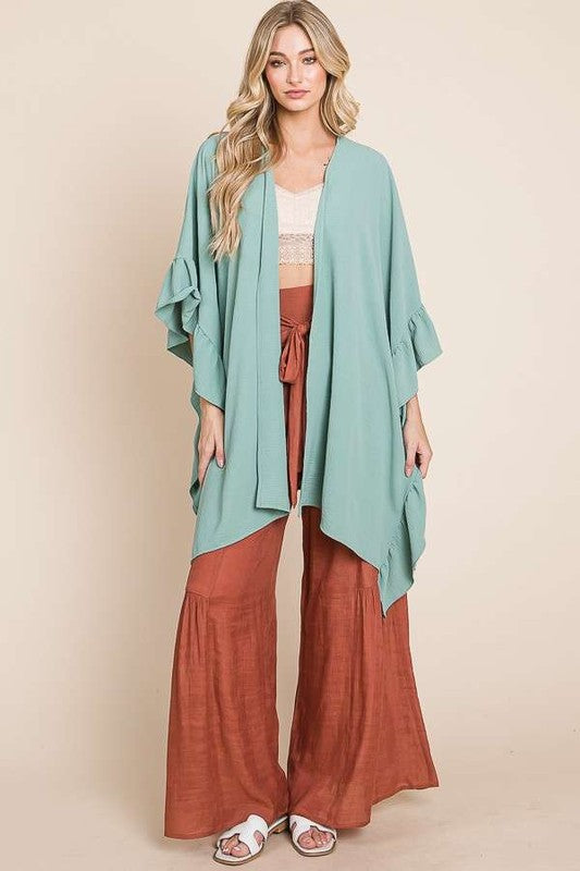 Jade By Jane Wide Sleeve Ruffle Kimono