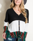 e Luna Brushed Hacci Striped Casual Top