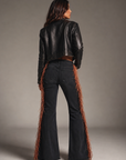 GJG Denim Texas Sun Bell Bottom Jeans with Brown Fringe