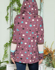 Celeste Full Size Polka Dot Drawstring Hoodie