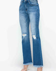 bytos Full Size Raw Hem Distressed High Rise Bootcut Jeans