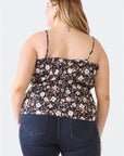 Zenobia Plus Size Frill Floral Square Neck Cami