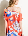 e Luna Floral Print Woven One Shoulder Top