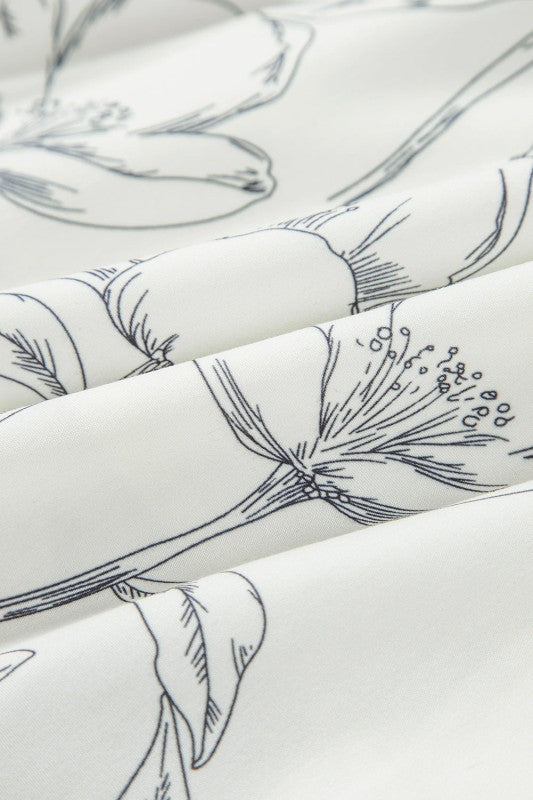 Floral Square Neck Shirred Back Mini Dress