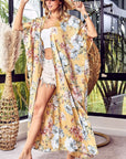 BiBi Floral Side Slit Longline Cardigan