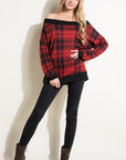 e Luna PLUS Plaid Off Shoulder Top