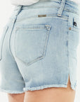 Kancan High Rise Side Slit Denim Shorts