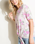 e Luna Floral Print Triblend Top