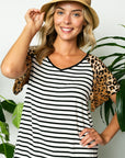 e Luna Striped Animal Flare Sleeve Top