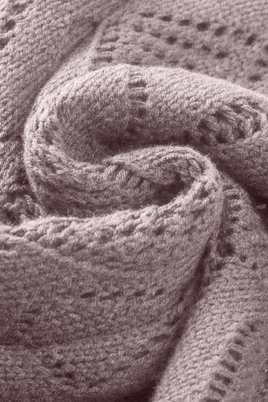 Solid Openwork Knit Button-Up Cardigan