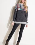 e Luna PLUS Solid Plaid Mock Neck Top