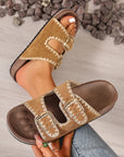 Azaria Buckle Faux Suede Slippers