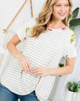 e Luna PLUS Floral Striped Mixed Top