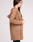 Zenana Hooded Open Front Sweater Cardigan