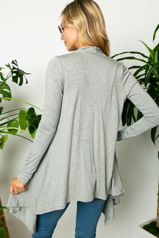 e Luna Solid Jersey Cascading Cardigan