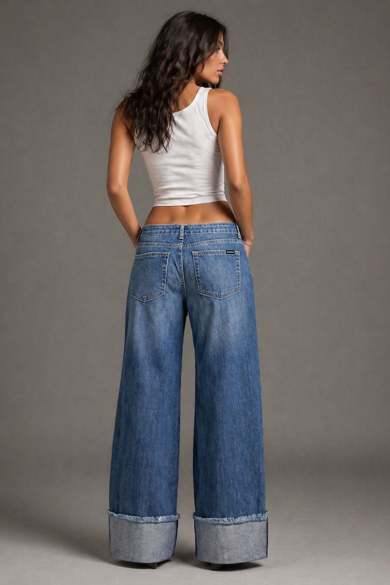 GJG Denim Dakota Drift Low Rise Cowhide Wide Leg Jeans