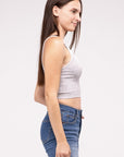 Zenana Washed Ribbed Cropped V-Neck Tank Top