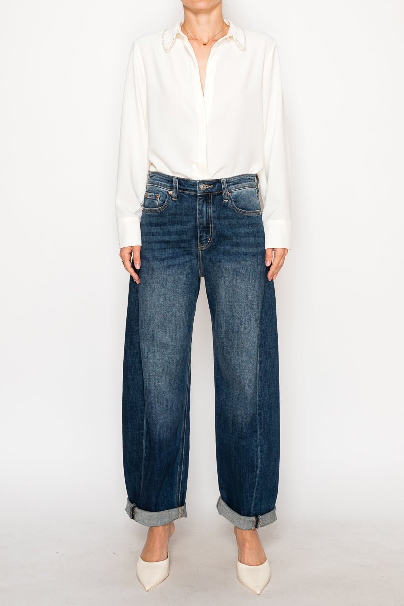Artemis Vintage High Rise Dark Wash Barrel Jeans
