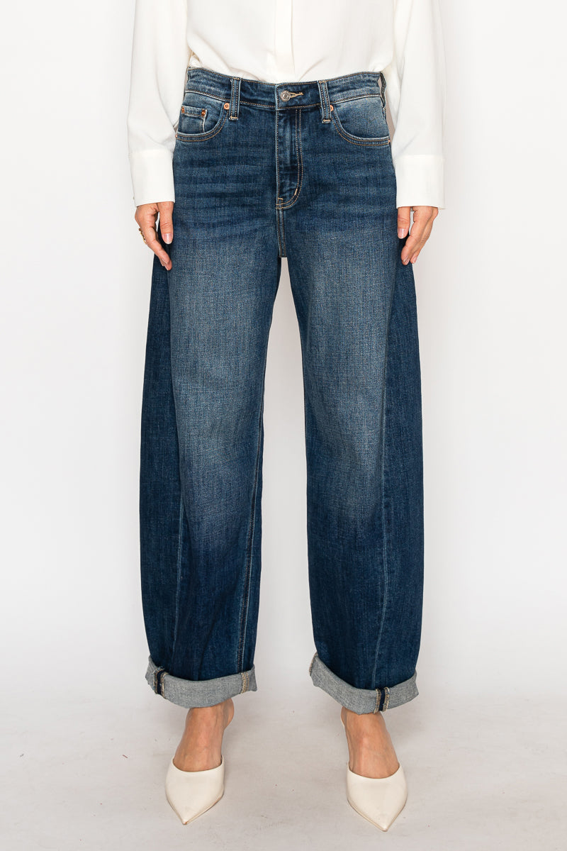 Artemis Vintage High Rise Dark Wash Barrel Jeans