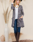 Celeste Full Size Leopard Open Front Contrast Cardigan