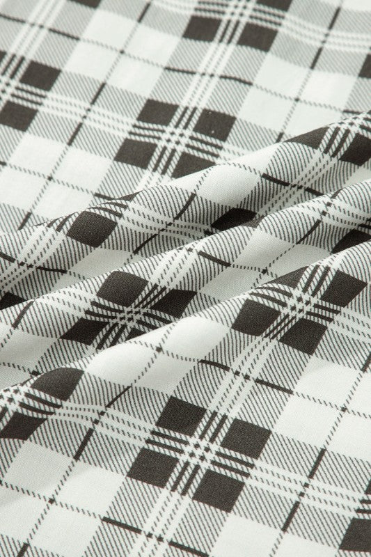 Plaid Patchwork Wide Leg Pants