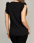 V-Neck Ruffle Sleeve Tee - My Pampered Life Seattle