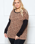 Jade by Jane Striped Animal Print Long Sleeve PLUS