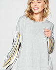 e Luna Multi Striped Solid Sweatshirt