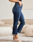 RFM Crop Dylan Full Size Tummy Control Distressed High Waist Raw Hem Jeans