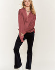 Jade By Jane Deep V-neck Collared Long sleeve Knit Top