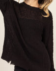 HYFVE Distressed Long Sleeve Knit Top