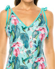 One Piece Bathing Suit Floral Print With Shoulder Tie