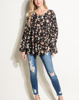 e Luna Floral Woven Baby Doll Top