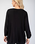 Celeste Full Size Notched Three-Quarter Sleeve Blouse