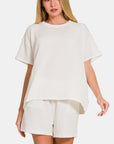 Zenana Rib Short Sleeve T-Shirt and Shorts Set