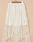 Lace Cascading Tiered High Waist Maxi Skirt