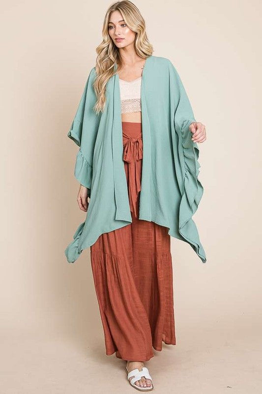 Jade By Jane Wide Sleeve Ruffle Kimono