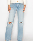 Artemis Vintage Tummy-Control High-Rise Relaxed Straight-Leg Jeans – Light Wash