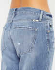 Kancan Mid Rise Distressed Straight Jeans