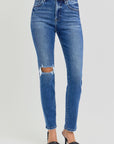 RISEN Full Size High Rise Ankle Skinny Knee Distressed Jeans