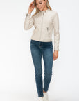 Snobbish PU Leather Zip Up Jacket with Pockets