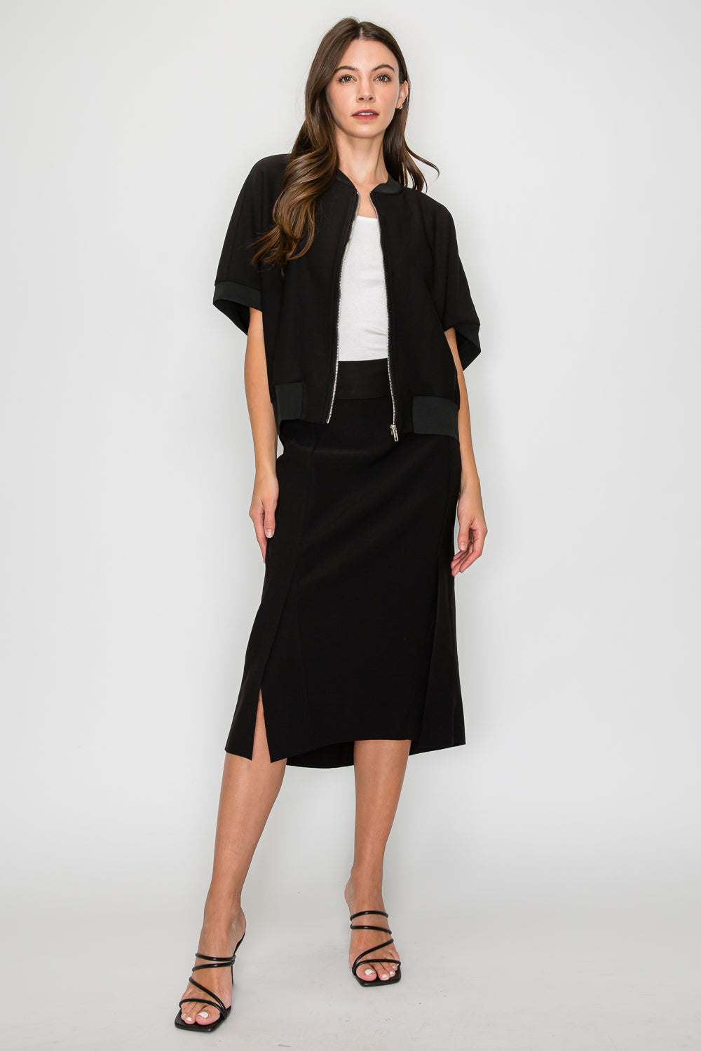JOH | Katy Stretch Knit Crepe Zipper Jacket