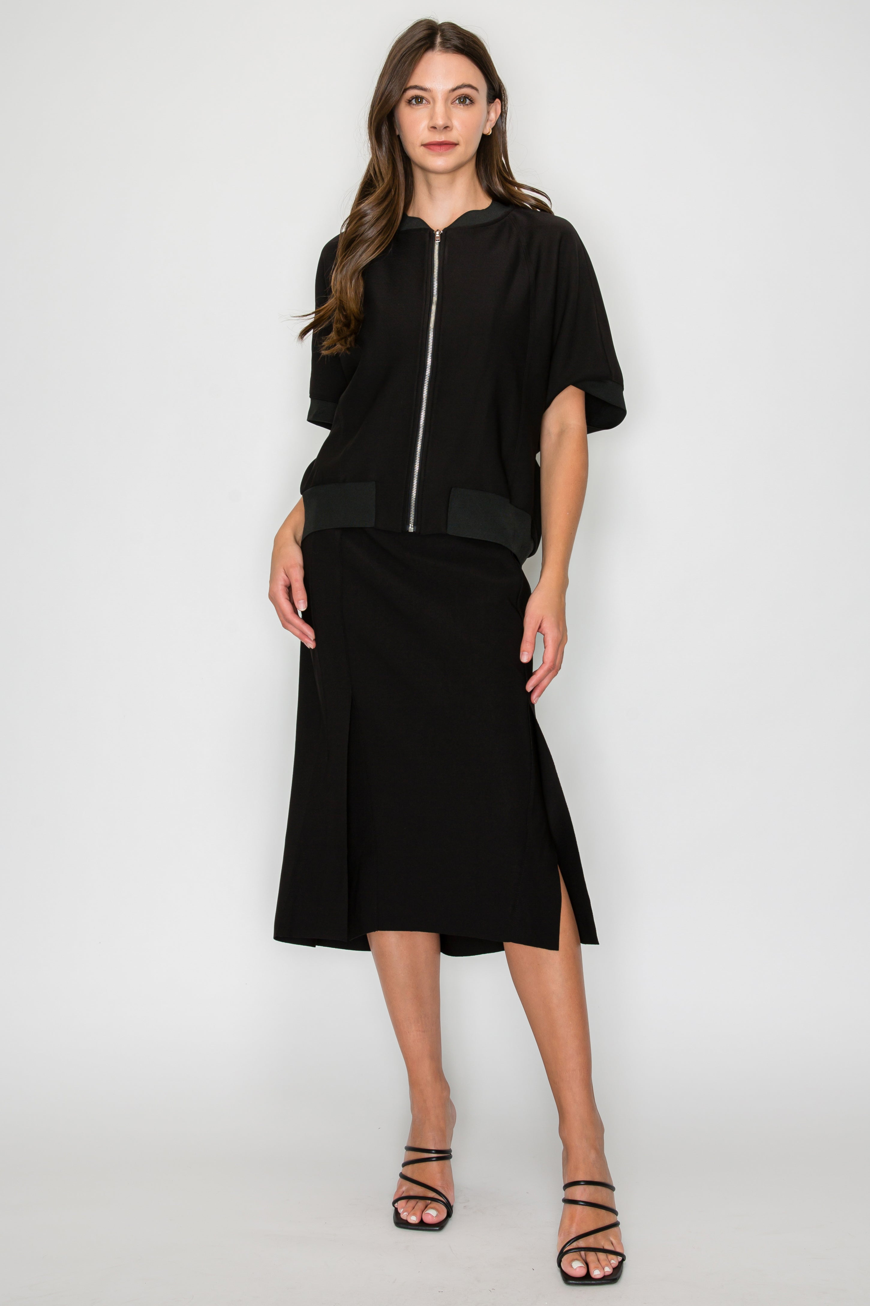 JOH | Katy Stretch Knit Crepe Zipper Jacket