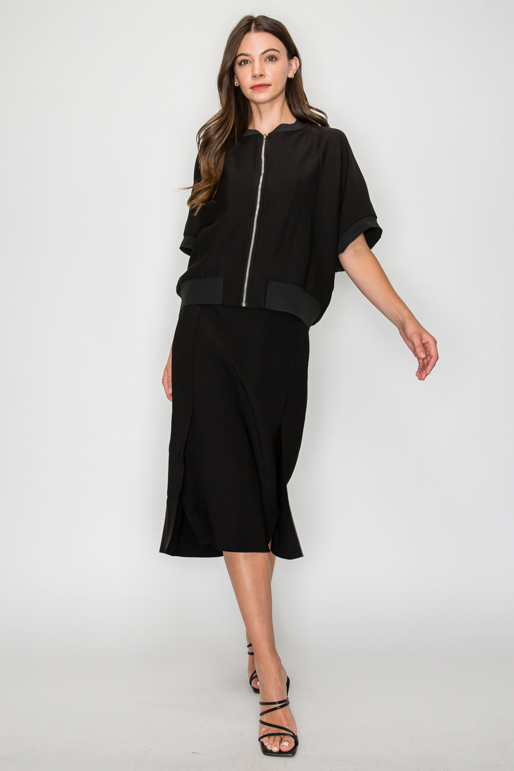 JOH | Katy Stretch Knit Crepe Zipper Jacket