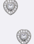 Cubic Zirconia Heart Stud Earrings