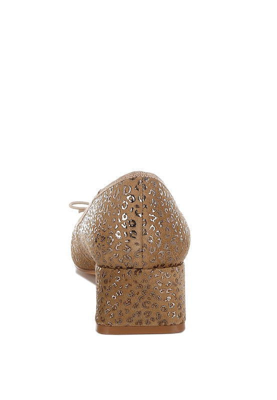 Ningen Leopard Print Block Heel Ballerinas